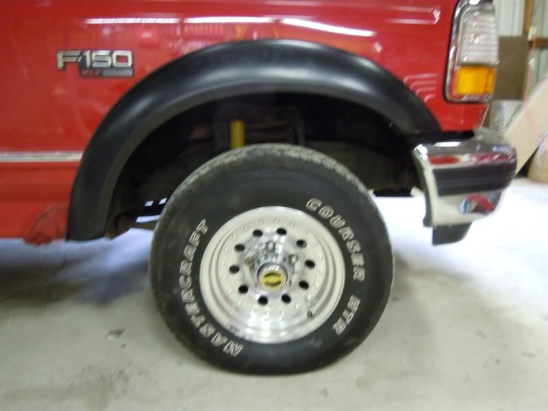 pics of fender flares on stock height and tire obs Ford Power Stroke